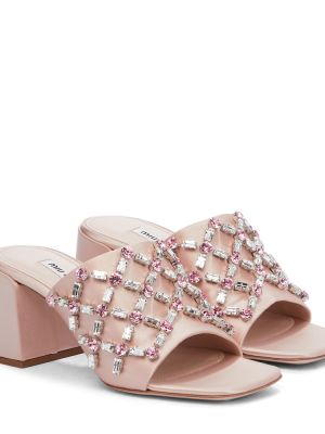 Saténové sandále Miu Miu ružová