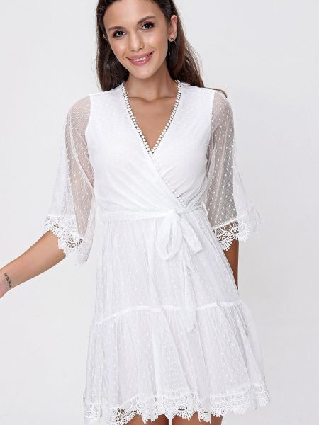 Πουά φόρεμα από τούλι By Saygı λευκό