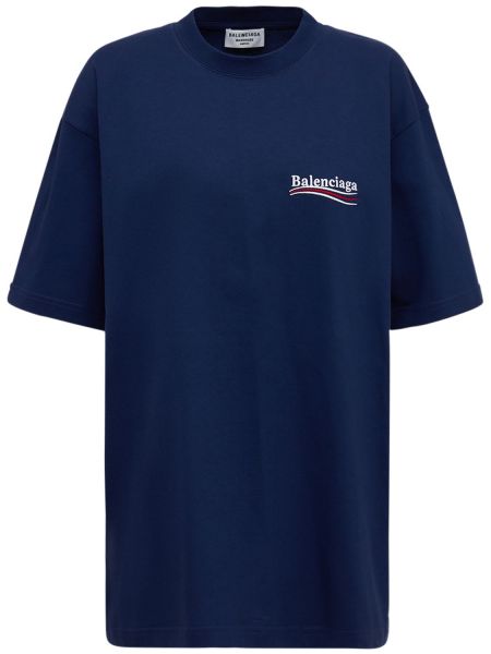 Camiseta de algodón Balenciaga azul