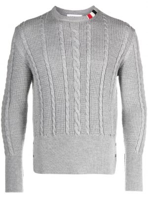 Gestreifter woll pullover Thom Browne grau