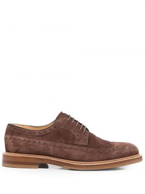 Blonder semsket skinn snøring brogues Brunello Cucinelli brun