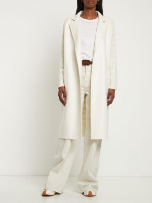 Cappotto di lana di cachemire in maglia Max Mara bianco