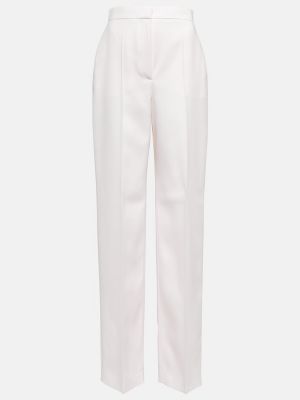 Pantalon taille haute en laine Alexander Mcqueen blanc