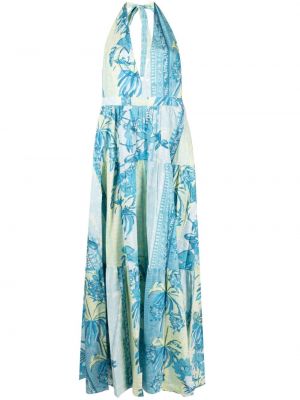 Памучна макси рокля с принт с абстрактен десен Emporio Sirenuse синьо