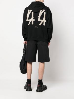 Kokvilnas kapučdžemperis ar izšuvumiem 44 Label Group melns