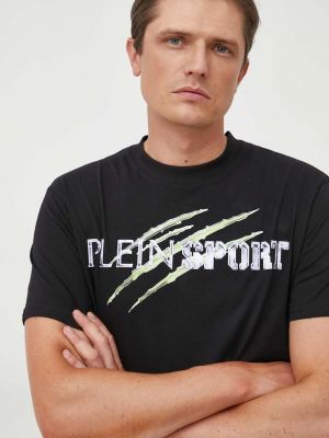 Хлопковая футболка с принтом Plein Sport черная