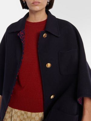 Abrigo de lana de seda reversible Gucci azul
