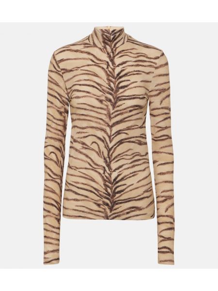 Tigerstripete jersey trykt lang topp Stella Mccartney beige