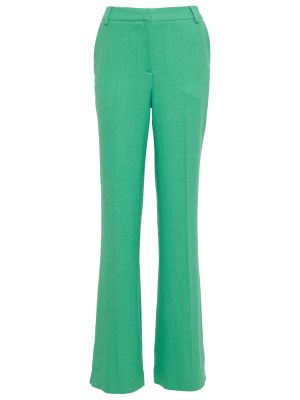 Pantaloni cu picior drept cu talie înaltă de lână de in Etro verde