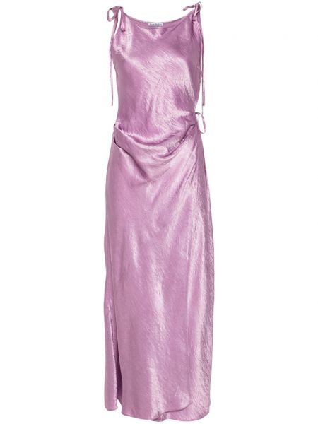 Saténové šaty na ramienka Acne Studios fialová