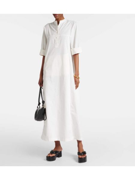 Bavlněné dlouhé šaty Dries Van Noten bílé