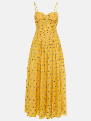 Kvetinové bavlnené midi šaty Tory Burch žltá
