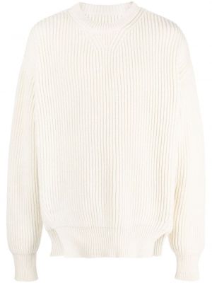 Vlněný svetr s kulatým výstřihem Jil Sander bílý