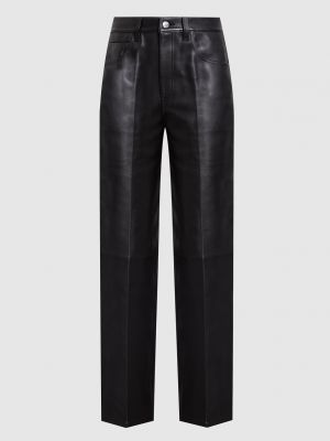 Черные кожаные прямые брюки Alexander Wang