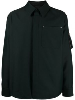 Vlnená košeľa Helmut Lang zelená