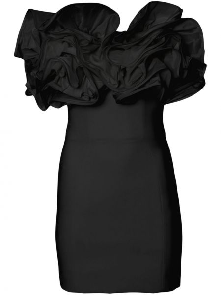 Коктейлна рокля на цветя Carolina Herrera черно