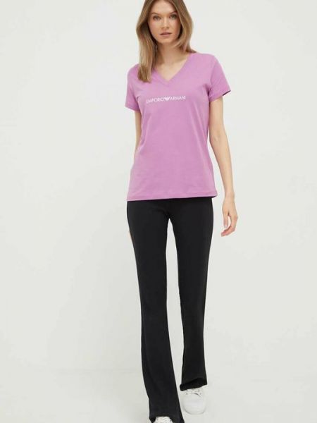 Хлопковая футболка Emporio Armani Underwear розовая