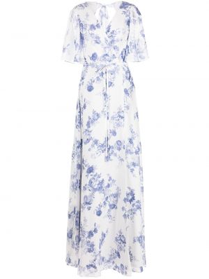 Večerna obleka s cvetličnim vzorcem s potiskom Marchesa Notte Bridesmaids modra