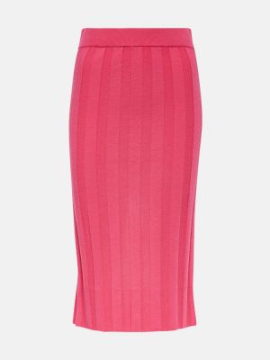 Vlněné midi sukně Sportmax růžové