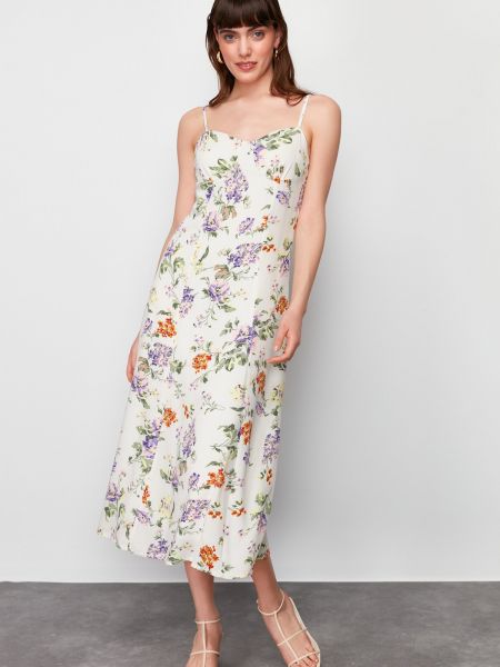 Pletena midi haljina s cvjetnim printom Trendyol