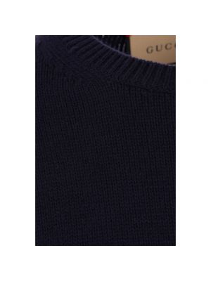 Suéter con bordado de lana Gucci azul