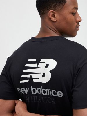 New Balance pamut póló fekete, nyomott mintás