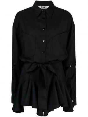Plisované asymetrické šaty Pnk černé