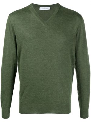 Sweter z dekoltem w serek Cruciani zielony