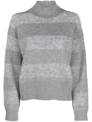 Sweter z cekinami Brunello Cucinelli szary