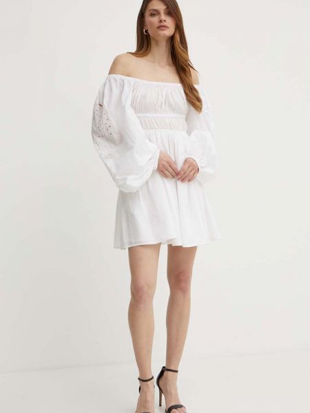 Pamučna mini haljina Pinko bijela