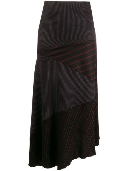Pruhované vlněné midi sukně s vysokým pasem Romeo Gigli Pre-owned - černá
