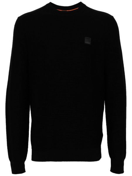 Памучен кашмирен пуловер Boss черно