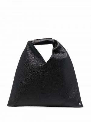 Δερμάτινη τσάντα shopper Mm6 Maison Margiela μαύρο