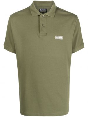 Bavlnené tričko s potlačou na gombíky s krátkymi rukávmi Barbour - zelená