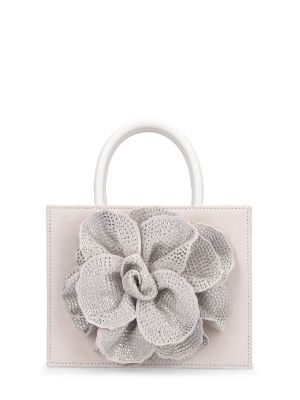 Сатенени чанта на цветя с кристали Mach & Mach бяло