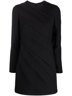 Vlněné dlouhé šaty na zip s dlouhými rukávy Valentino - černá