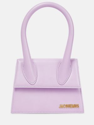Kožená nákupná taška Jacquemus fialová