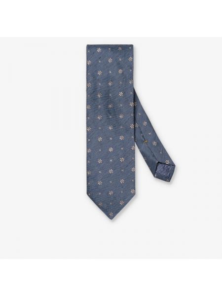 Шелковый льняной галстук в цветочек Eton синий