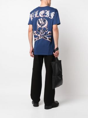 Marškinėliai su blizgučiais Philipp Plein mėlyna