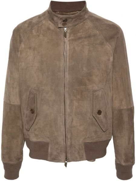 Bomber jakna od brušene kože s patentnim zatvaračem Salvatore Santoro smeđa