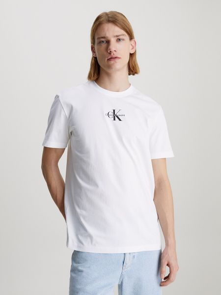 Camiseta de algodón manga corta Calvin Klein Jeans blanco