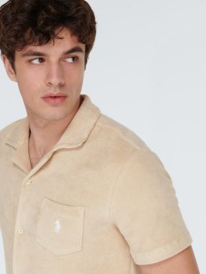 Medvilninis polo marškinėliai Polo Ralph Lauren smėlinė