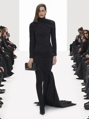 Mini vestido asimétrico drapeado Balenciaga negro