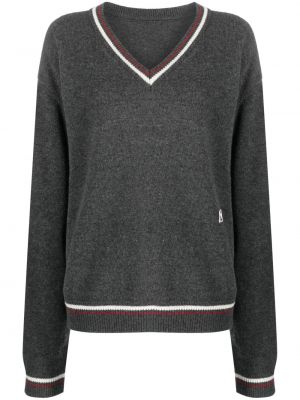 Пуловер на райета с v-образно деколте Low Classic