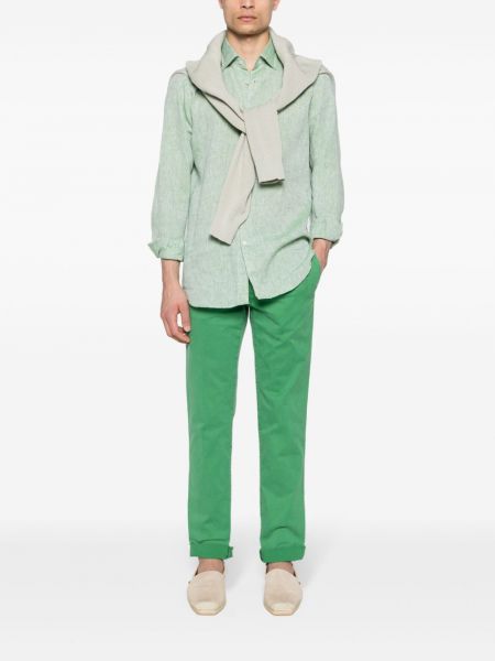 Bavlněné rovné kalhoty Incotex zelené