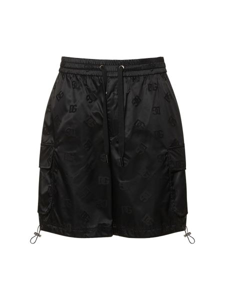 Shorts en satin en jacquard Dolce & Gabbana noir