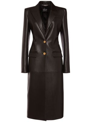 Kožený kabát Versace čierna