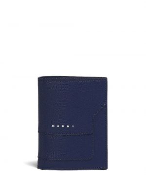 Kožená peňaženka s potlačou Marni modrá