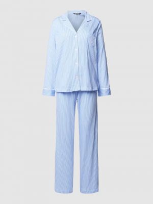 Piżama w paski Lauren Ralph Lauren błękitna