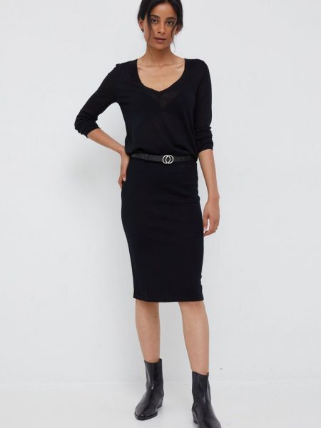 Spódnica midi wełniana Calvin Klein czarna